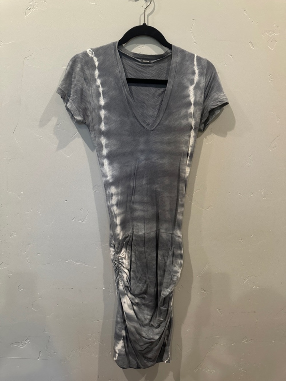 Tie-Dye Gray V-Neck Mini Dress
